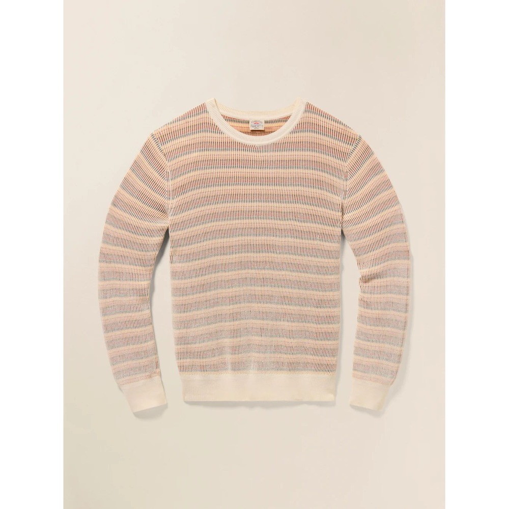 Faherty Striped Sunwashed Crewneck Sweater - Desert Hills Sweater Mens M Cotton